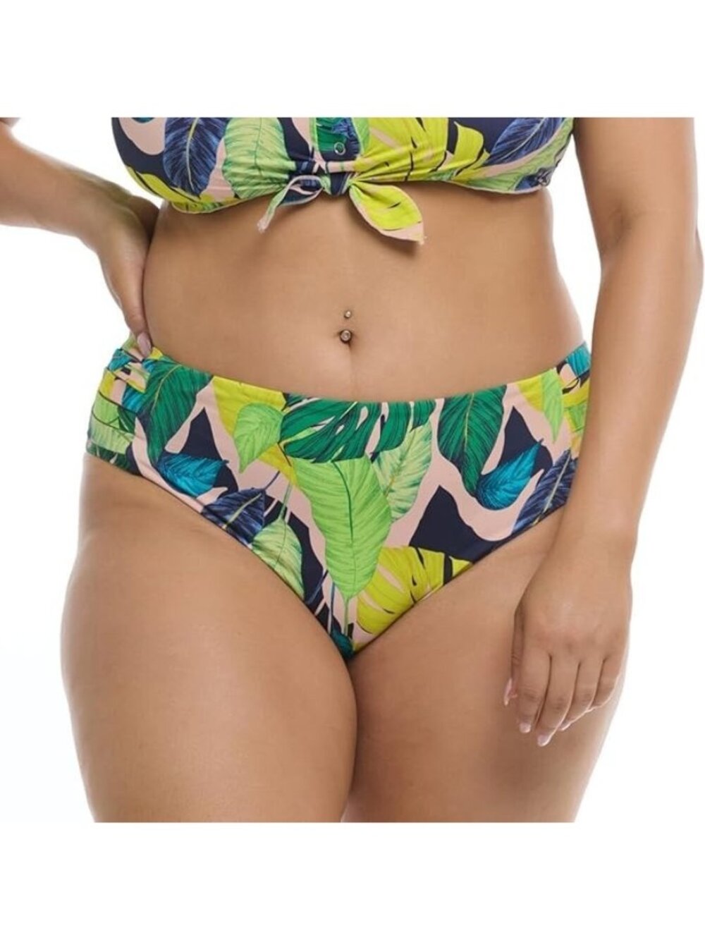 Body Glove Womens Retro High Waist Bikini Bottom Swimsuit Bikini Bottoms 1X NWT